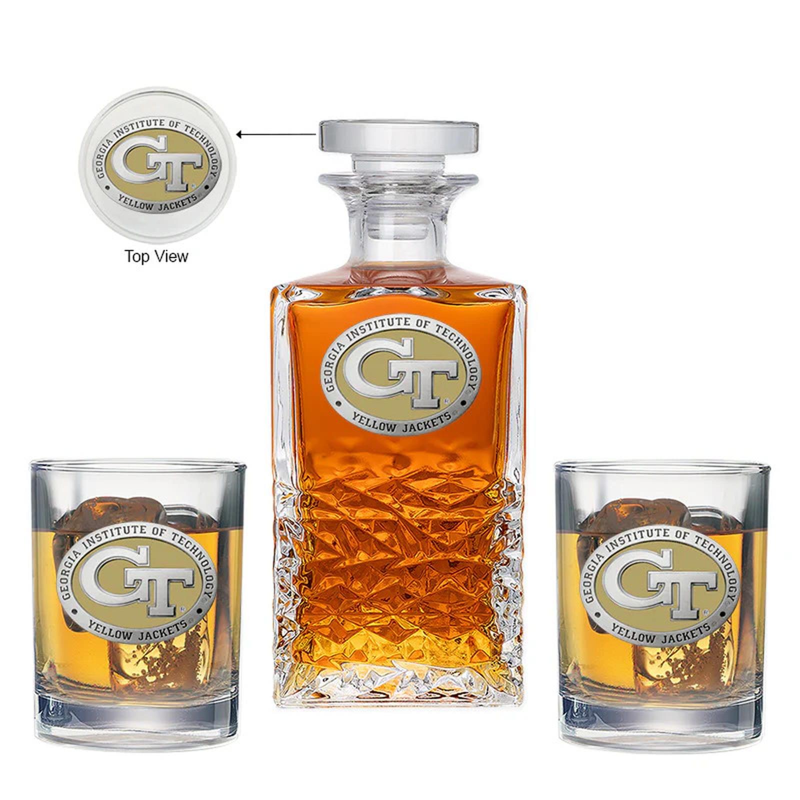 Georgia Tech GT Logo Heritage Decanter with 2 Glasses