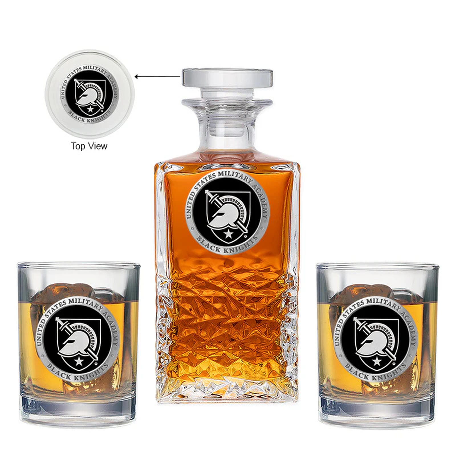 United States Military Academy Black Knights Heritage Decanter with 2 Glasses