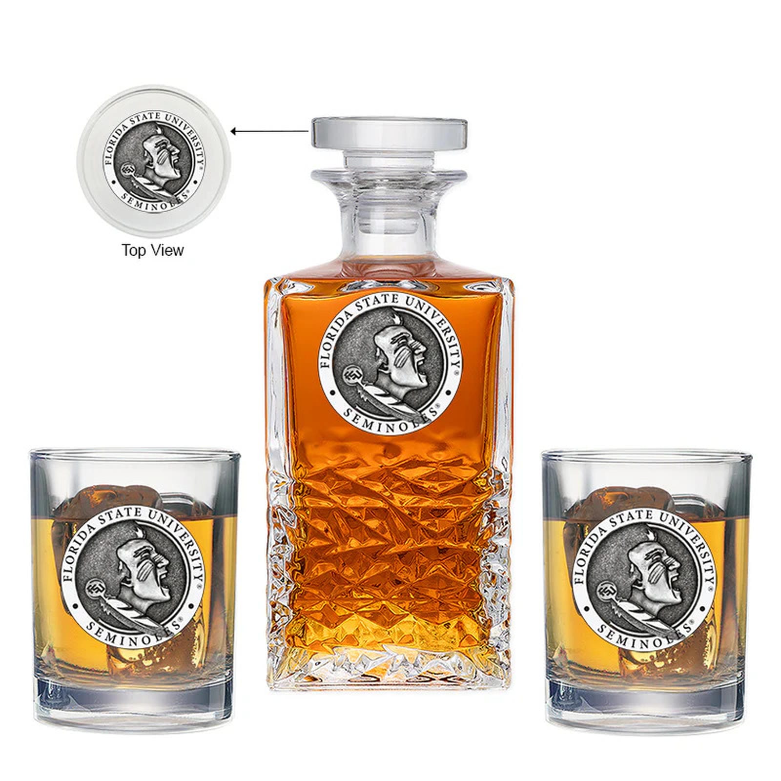 Florida State University Seminoles Heritage Decanter with 2 Glasses