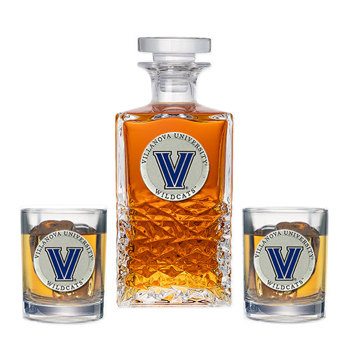 Villanova University Heritage Decanter with 2 Glasses