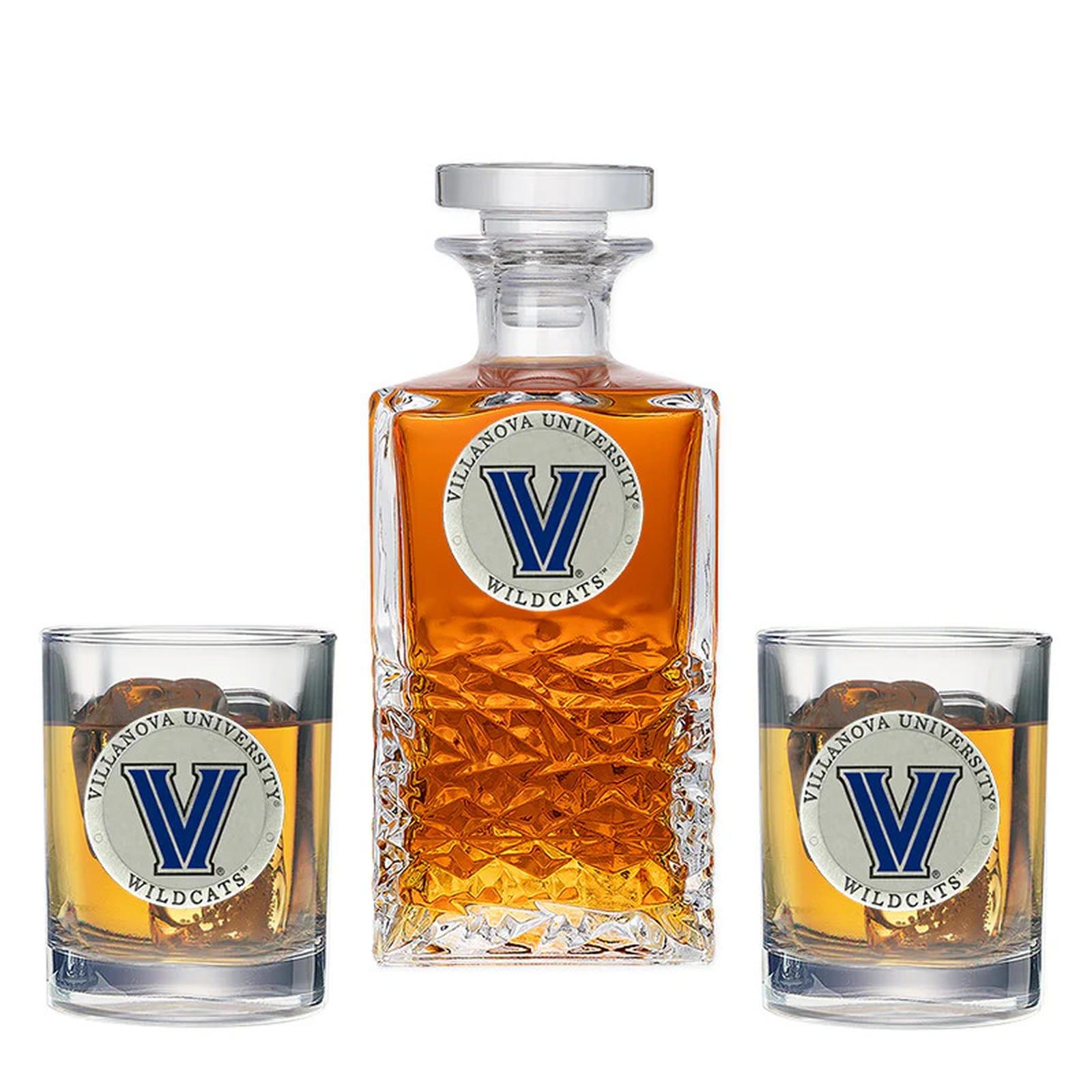Villanova University Heritage Decanter with 2 Glasses