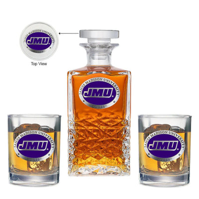 James Madison University Heritage Decanter with 2 Glasses