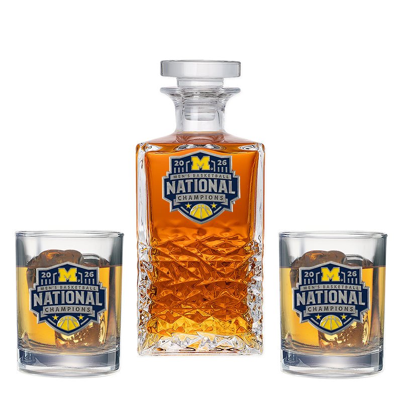 2026 Michigan Basketball Championship Heritage Decanter with 2 Glasses