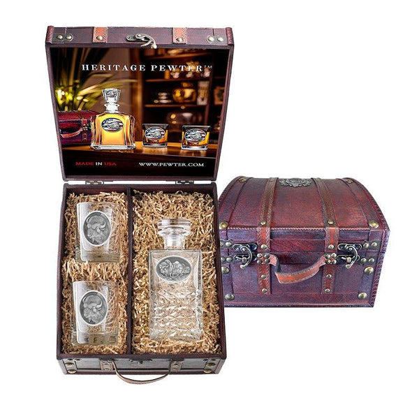 Buffalo Heritage Decanter and 2 Glasses with Chest Box