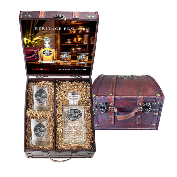 Elk Heritage Decanter and 2 Glasses with Chest Box