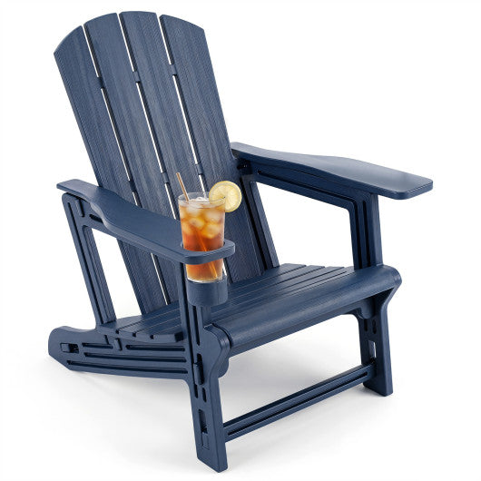 HDPE Adirondack Chairs with Realistic Wood Grain for Backyard Lawn-Blue