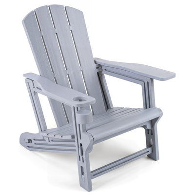 HDPE Adirondack Chairs with Realistic Wood Grain for Backyard Lawn-Gray