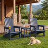 HDPE Adirondack Chair with Cup Holder and Wood-Like Texture High Back for Garden -Blue
