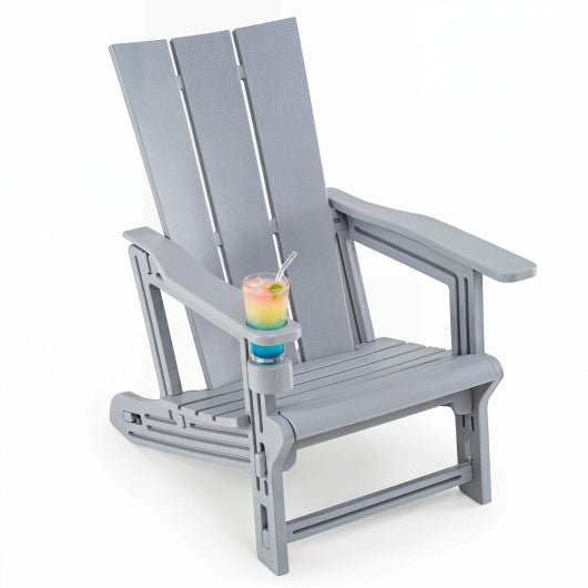 HDPE Outdoor Adirondack Chairs with Cup Holder-Gray