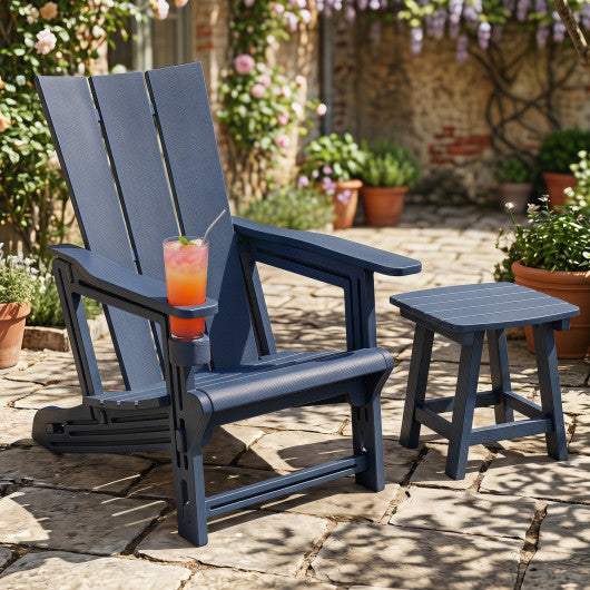 HDPE Outdoor Adirondack Chairs with Cup Holder-Blue