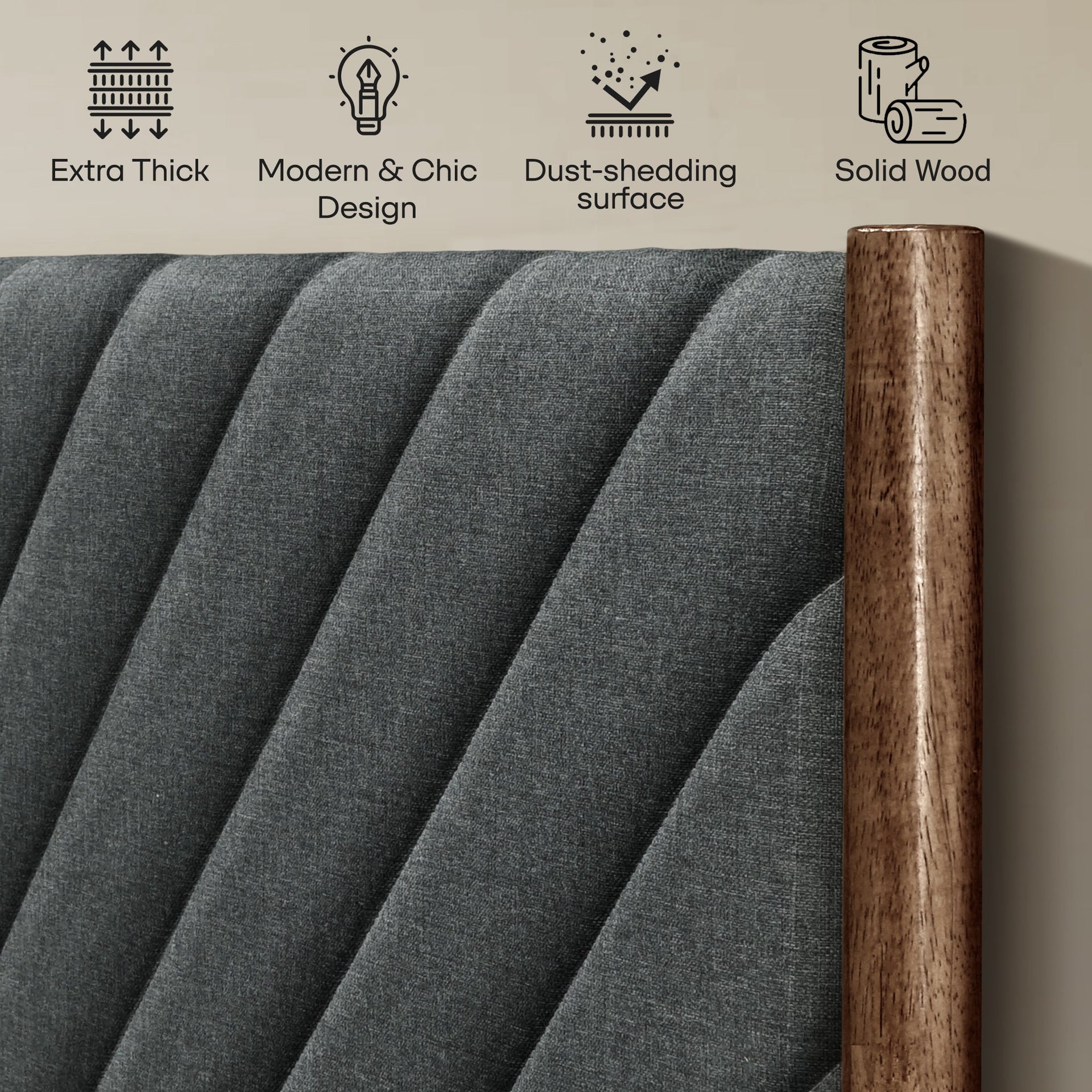 Acacia Astoria Upholstered Solid Wood Bed Frame