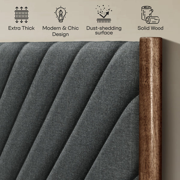 Acacia Astoria Upholstered Solid Wood Bed Frame