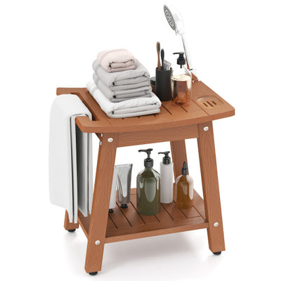 HIPS Shower Bench Seat with Handle Shower Head-Brown