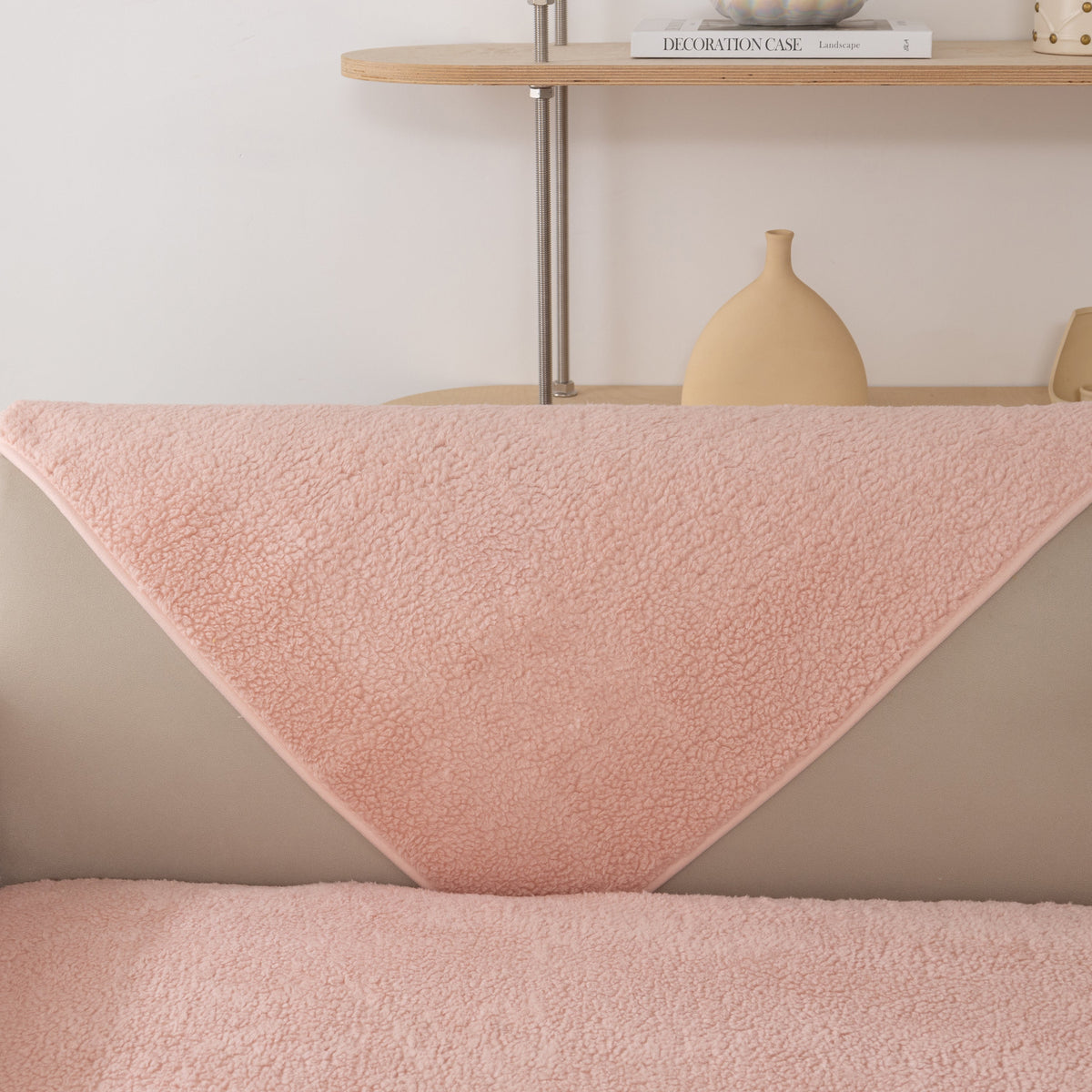 Luxury Sherpa Fleece Solid Sofa Cover, Thickened Plush Non Slip Couch Topper