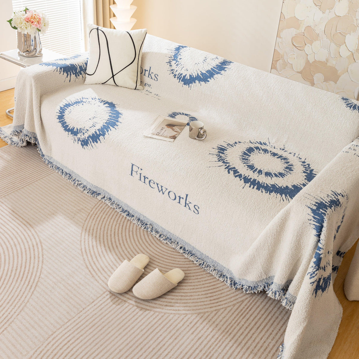 Fireworks Reversible Couch Cover Blankets Furniture Covers Washable Sectional Couch Covers
