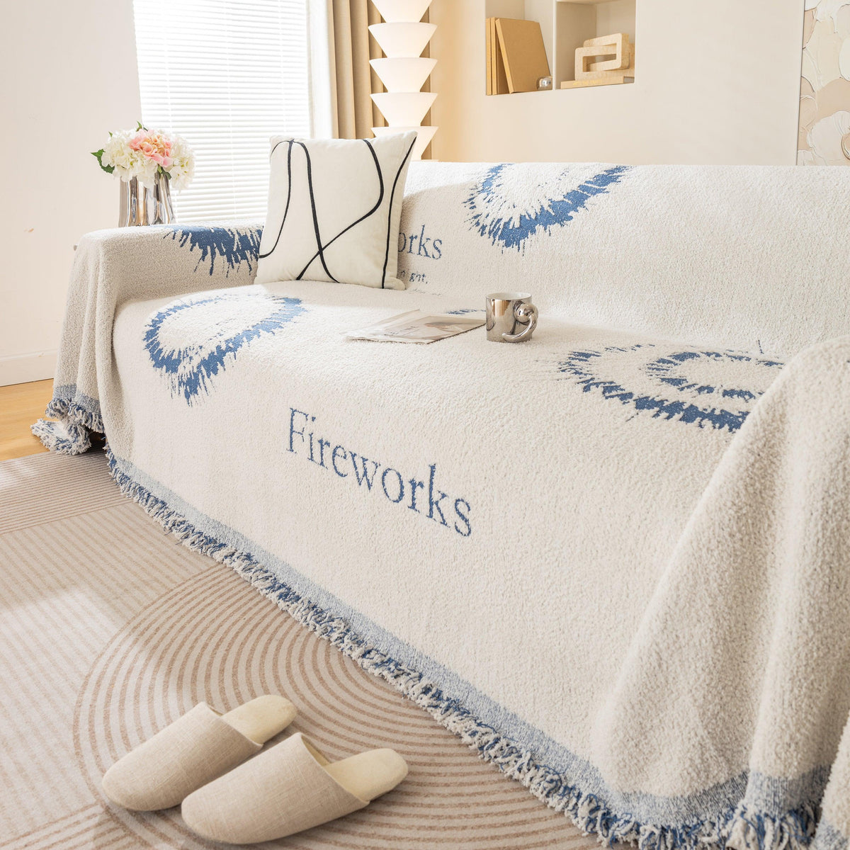 Fireworks Reversible Couch Cover Blankets Furniture Covers Washable Sectional Couch Covers