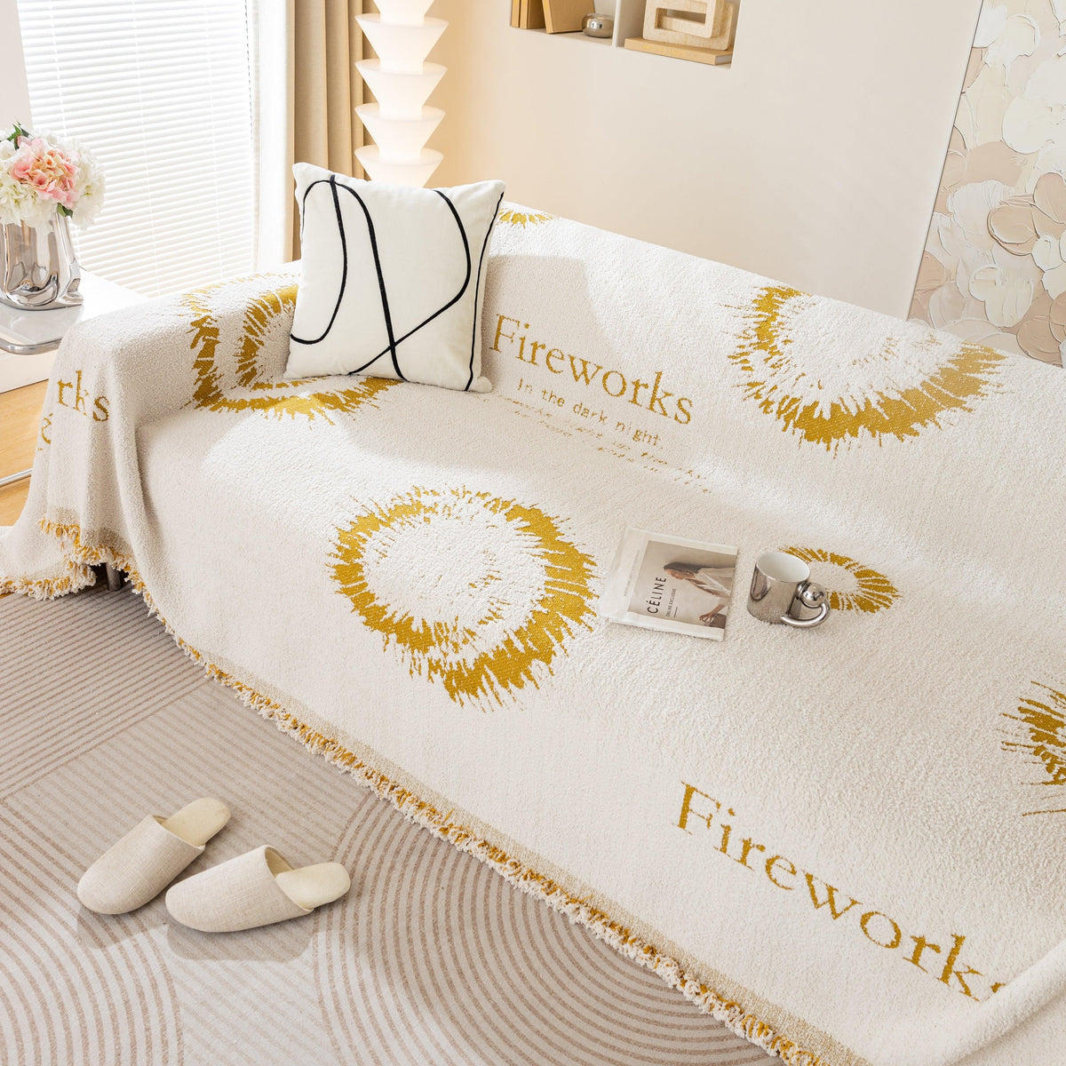 Fireworks Reversible Couch Cover Blankets Furniture Covers Washable Sectional Couch Covers