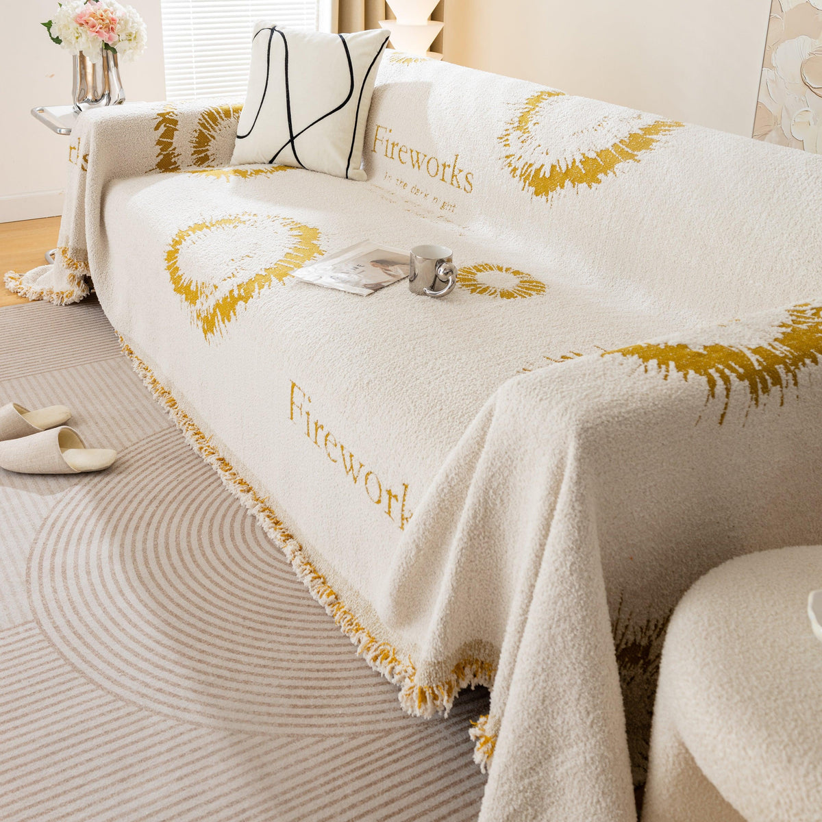 Fireworks Reversible Couch Cover Blankets Furniture Covers Washable Sectional Couch Covers