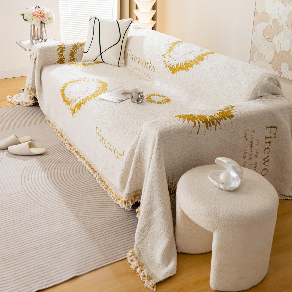 Fireworks Reversible Couch Cover Blankets Furniture Covers Washable Sectional Couch Covers