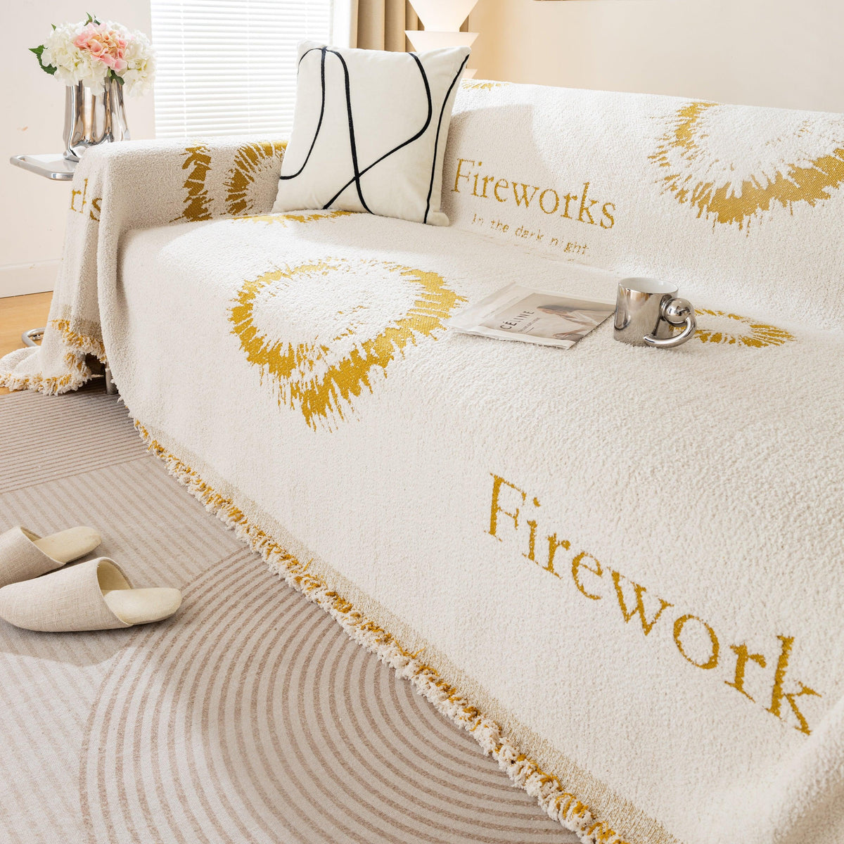 Fireworks Reversible Couch Cover Blankets Furniture Covers Washable Sectional Couch Covers