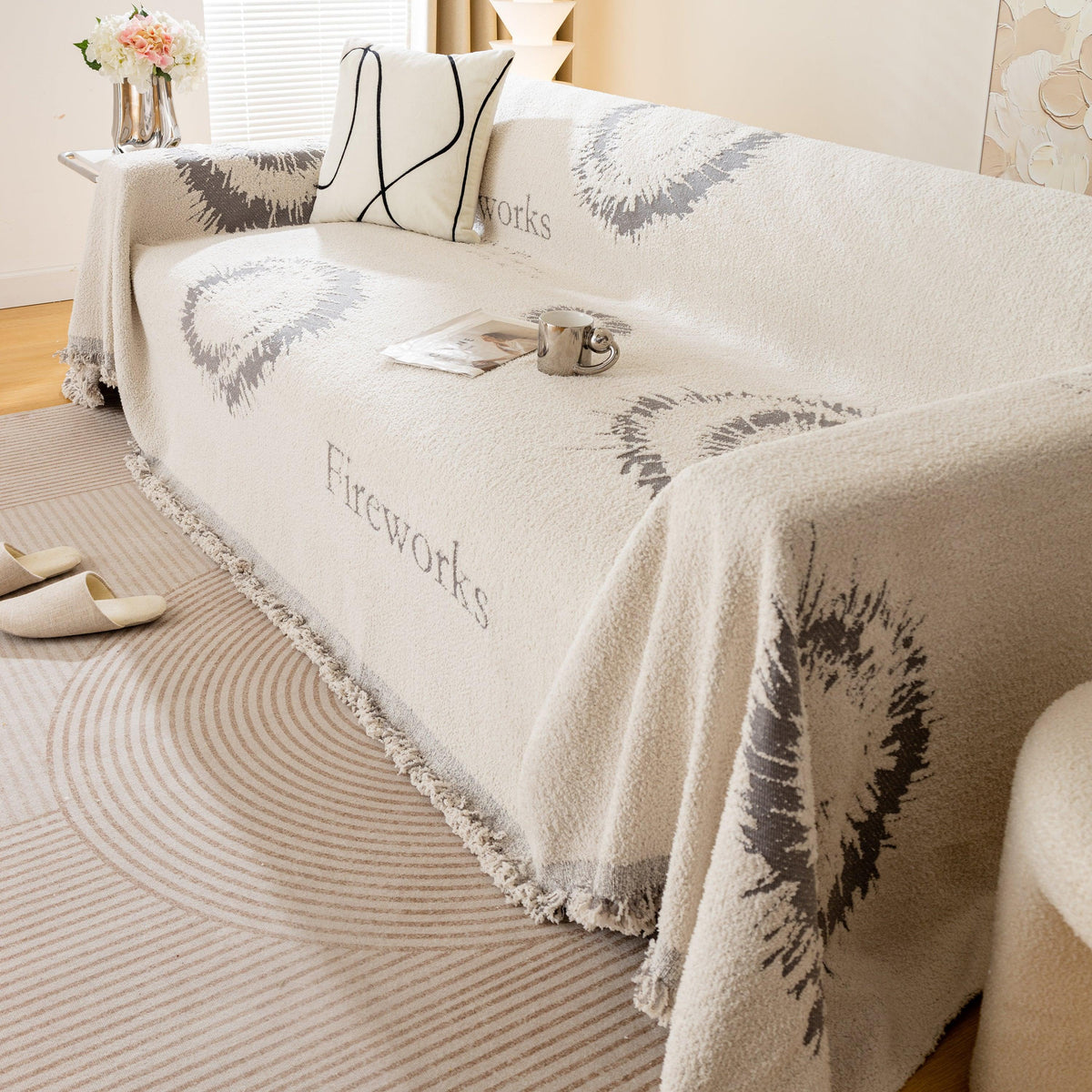 Fireworks Reversible Couch Cover Blankets Furniture Covers Washable Sectional Couch Covers