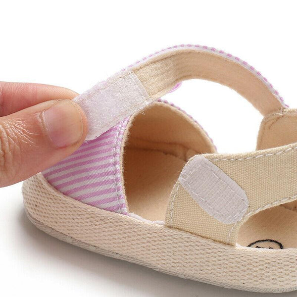 Newborn Infant Baby Summer Shoes Soft Crib Shoes Infants Anti-slip  Striped Bowknot Pre Walker Sandals