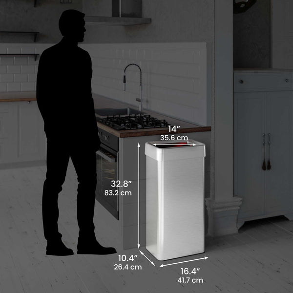 21 Gallon / 80 Liter Composite Rectangular Open Top Kitchen Trash Can with Dual AbsorbX