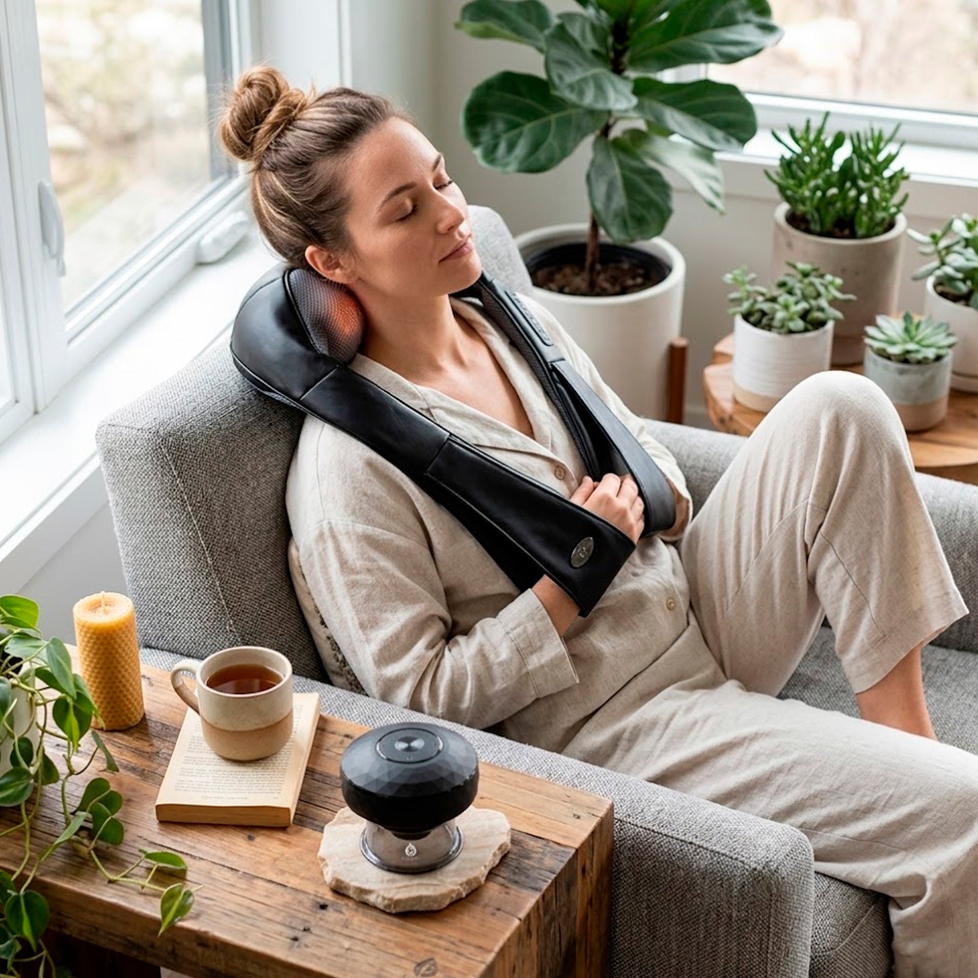Rechargeable Cupping Therapy Device & 3D Shiatsu Electric Back Massager with Heat
