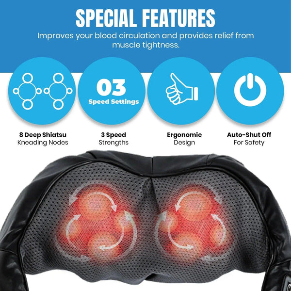 Pursonic 3D Shiatsu Heating Back and Neck Massager - Gifts for You 'n Me