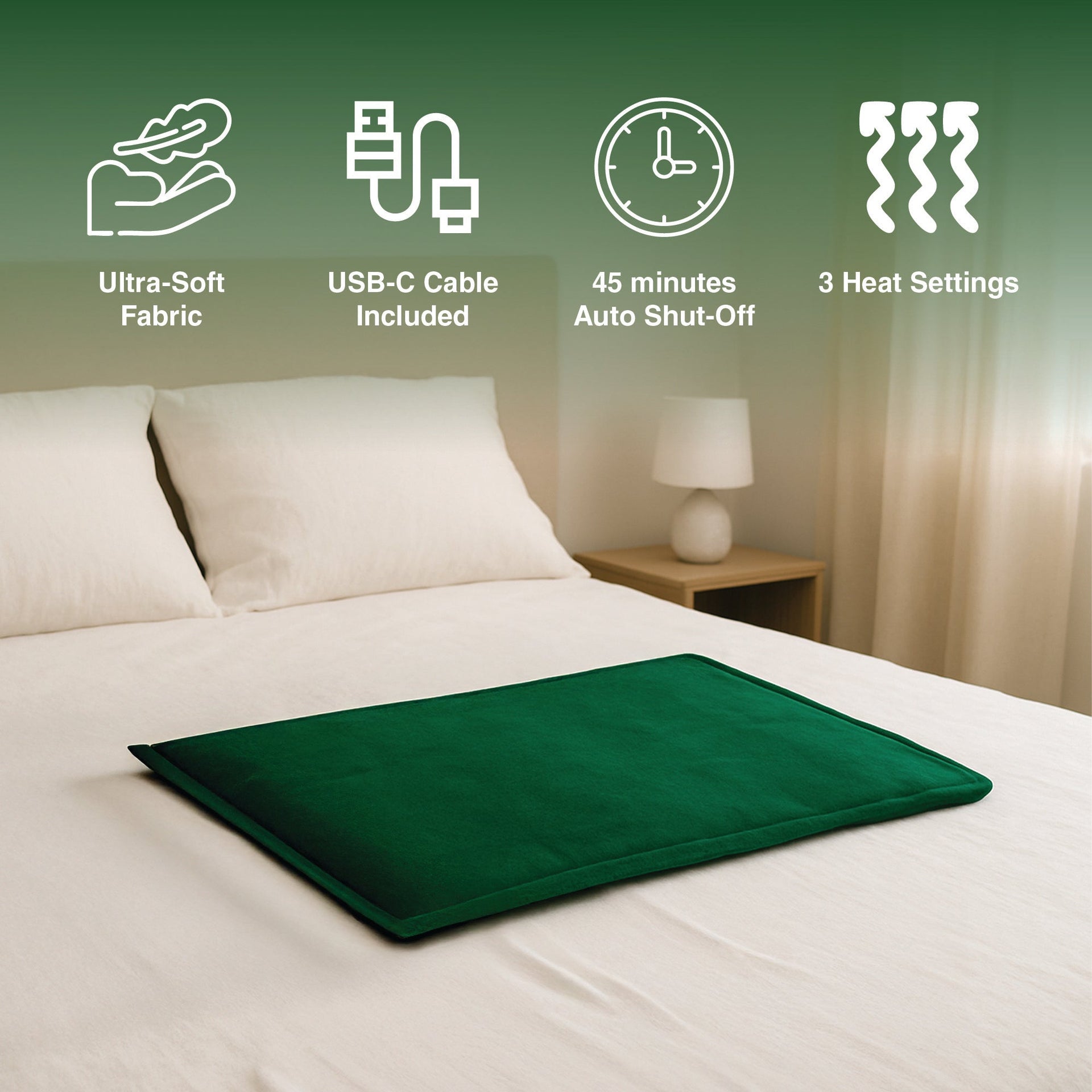 Pursonic Large Electric Heating Pad with USB-C – 12