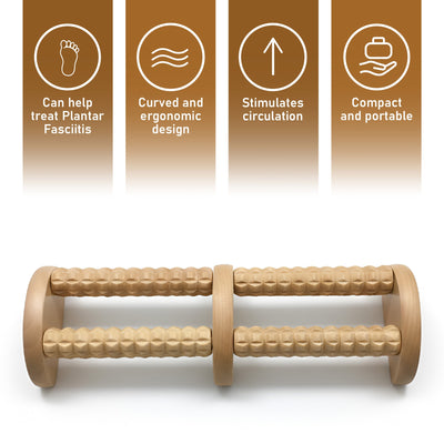 Wooden Foot Massager with Dual Rollers