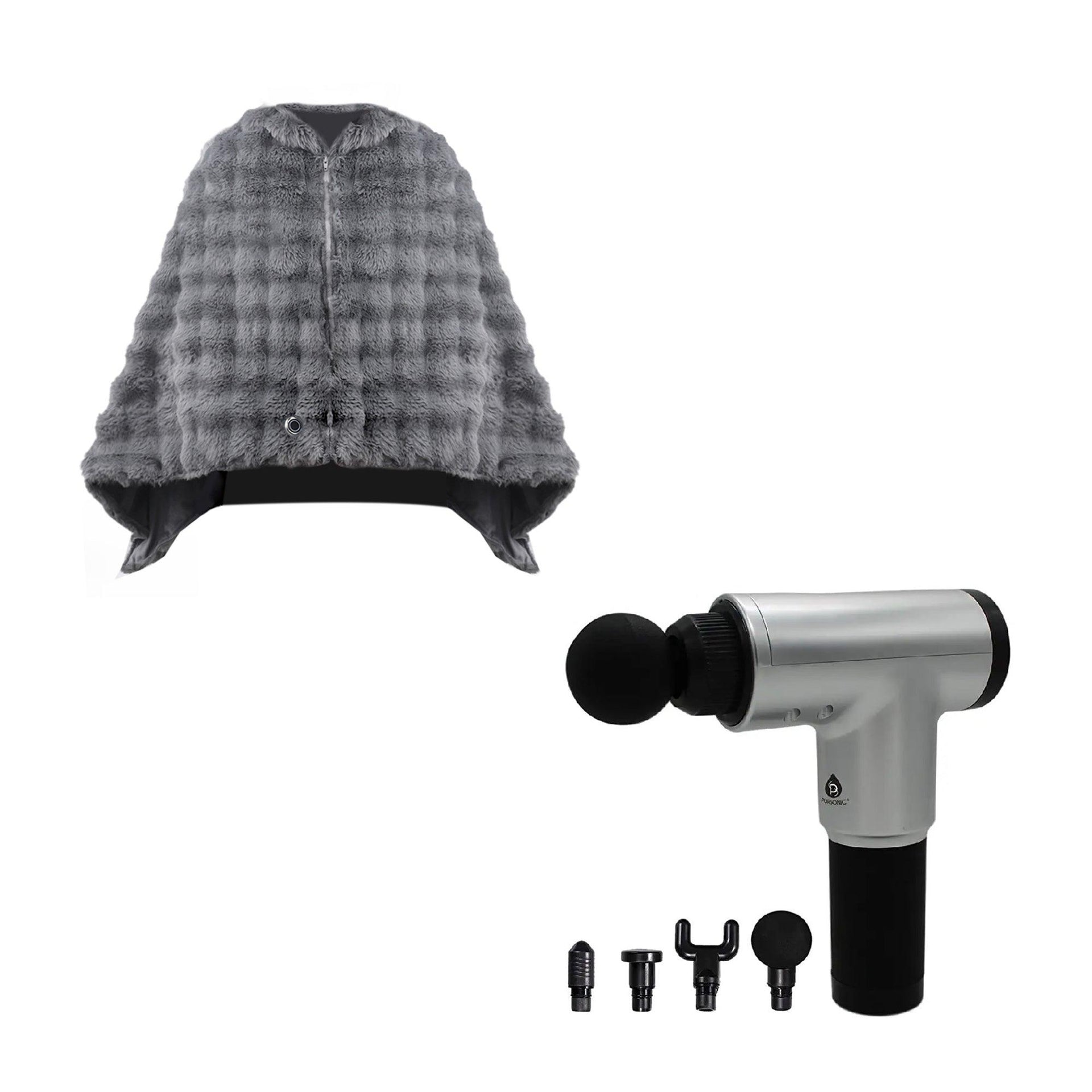 Pursonic Heated Poncho & 6-Speed Deep Tissue Massager