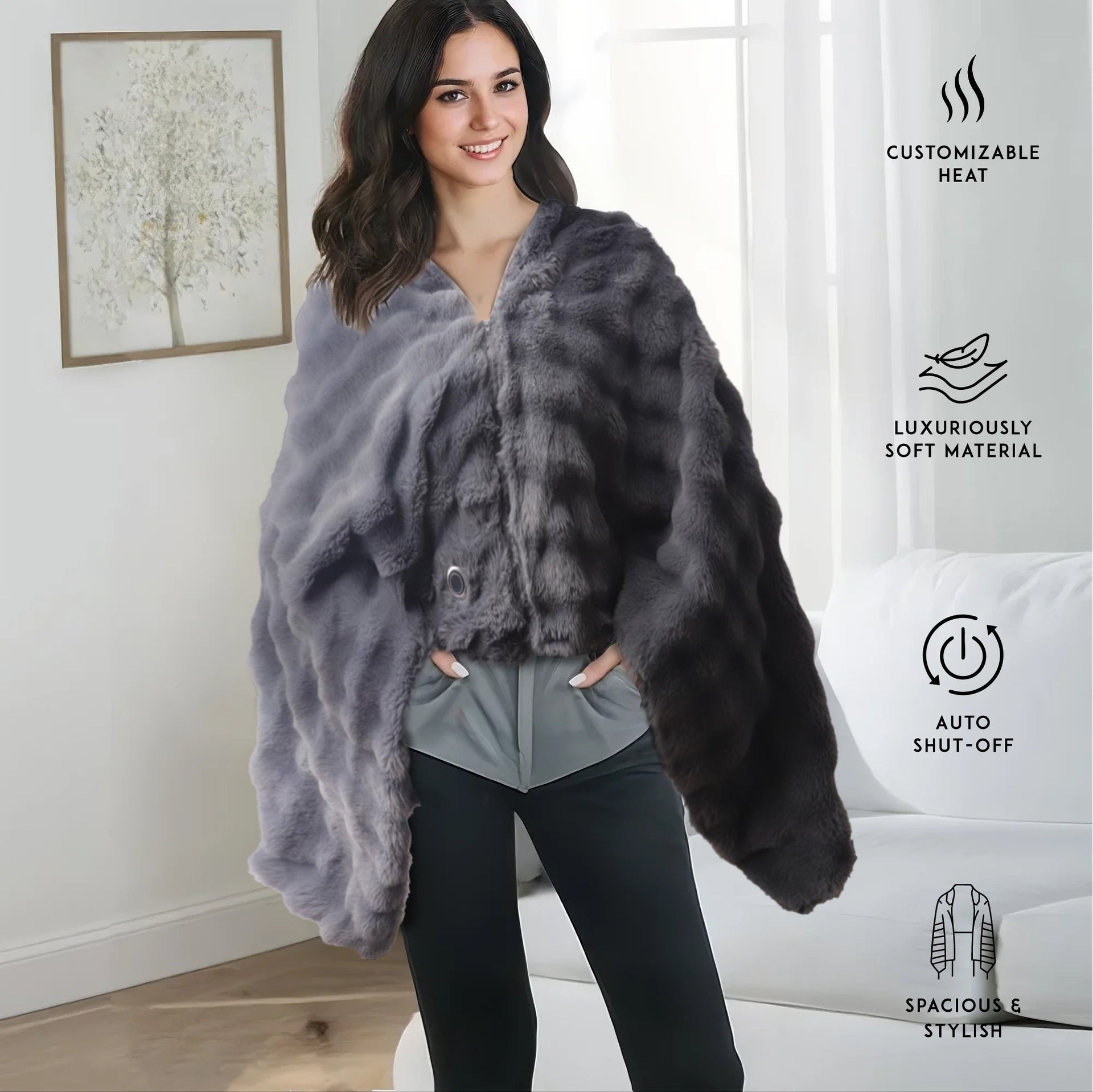 Ultimate Comfort & Relaxation Bundle: Heated Plush Shawl + Shiatsu Neck & Back Massager
