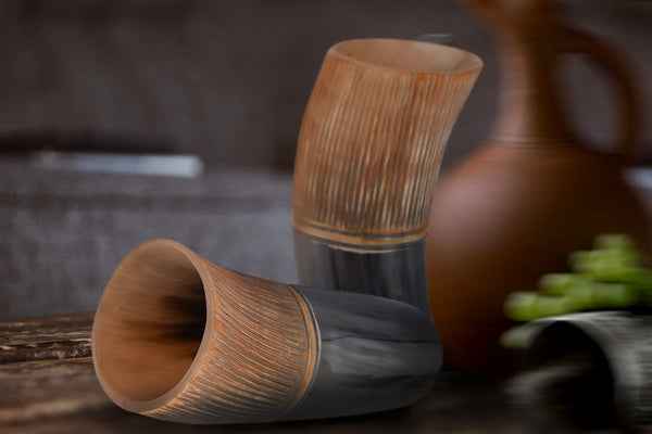 Horn Drinking Glasses - Holds Upto 10 oz, Striped