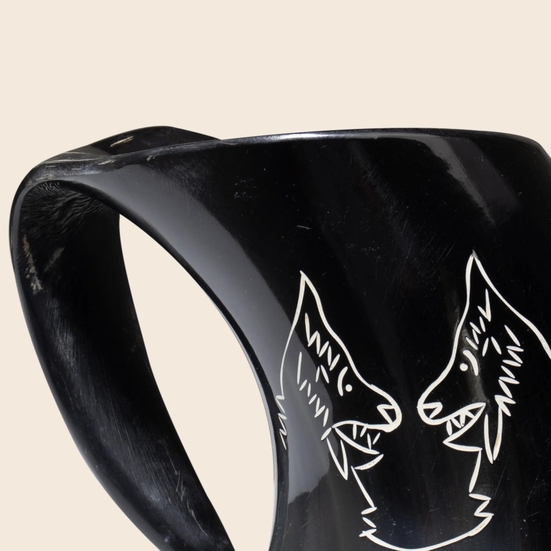 Horn Whiskey Mugs - Holds Upto 6.5 oz, Twin Wolf