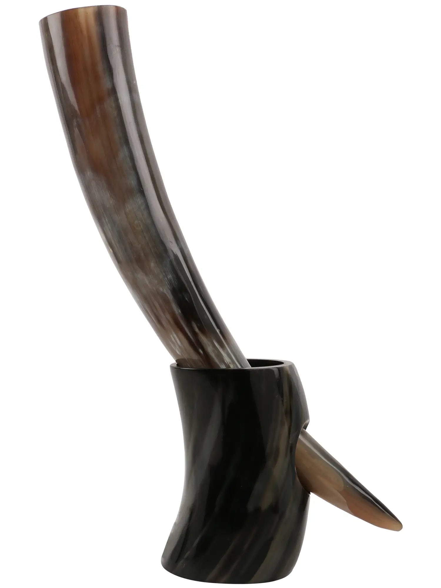Drinking Horn with Stand - Holds Upto 16 oz, Natural
