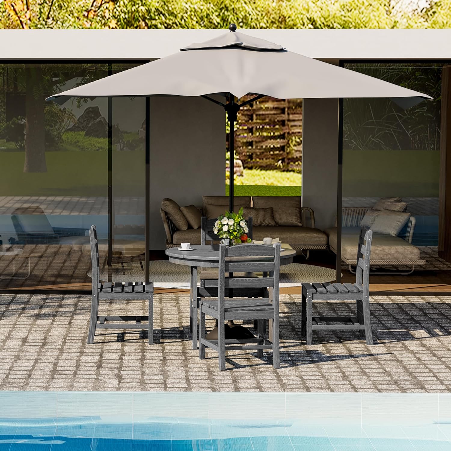 Pamapic HDPE Outdoor Dining Set (5 Pieces)