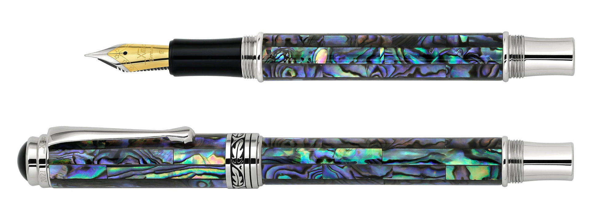 Maestro® Paua Abalone Sea Shell Fountain Pen (Fine Nib) - Platinum Plated