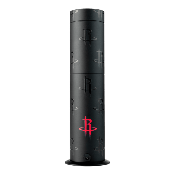 Black cylindrical product with Houston Rockets logo on a white background