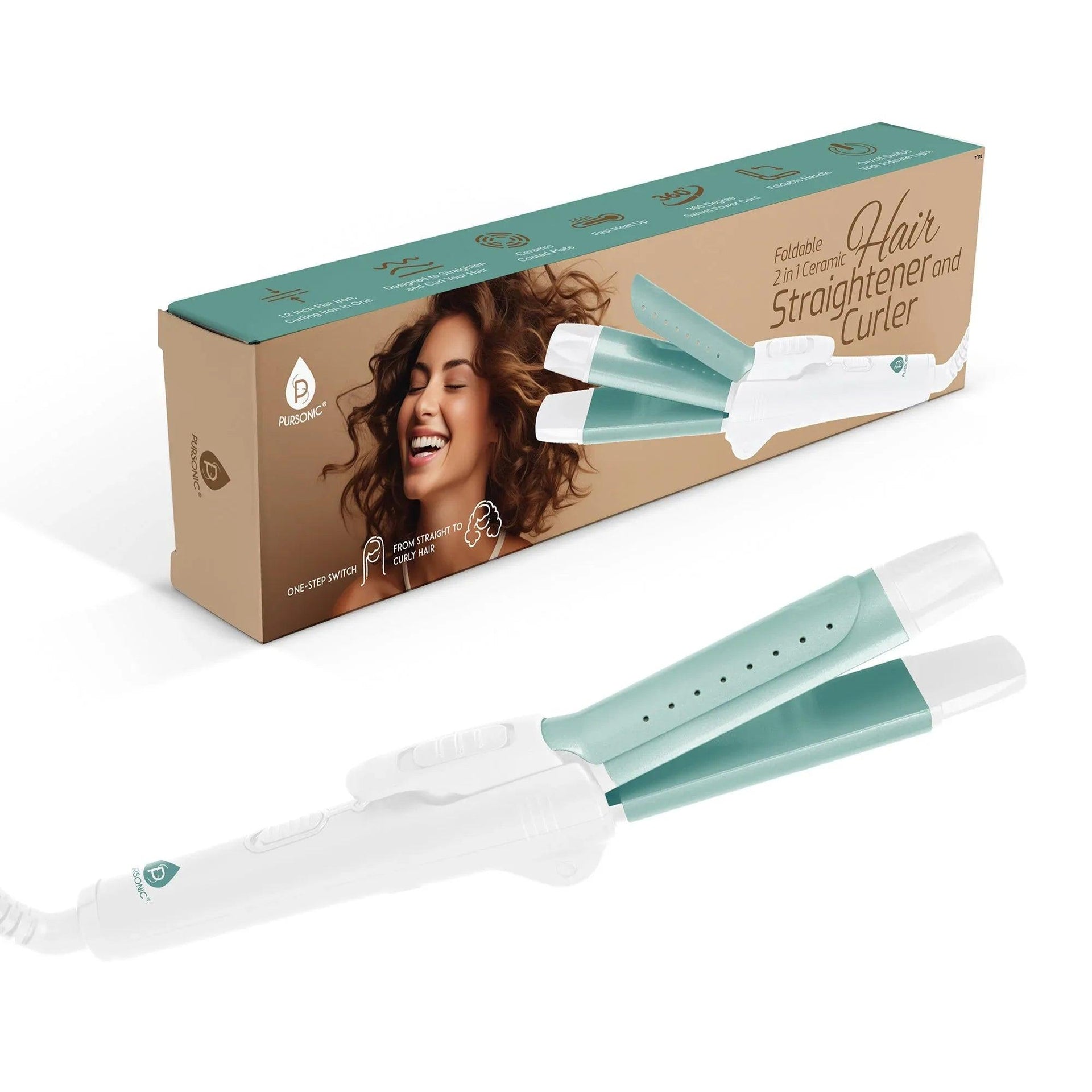 All-in-One Straightener and Curler: Compact, Foldable Design - Gifts for You 'n Me