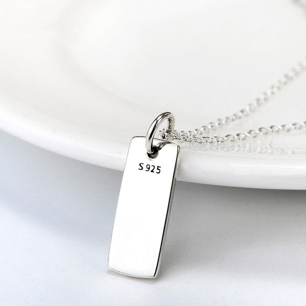 Ladies Glossy Square Dog Paw Print Tag Necklace