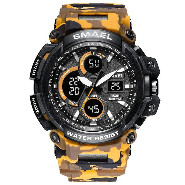 Orange Modern Sport  Waterproof 50M Men Watches With LED Digital Display In Military Armi Relogio Masculino Style