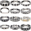 Men Stainless Steel Link Chain Bracelets & Bangles Men's Cuff  Wristband Biker Motorcycle Black Silicone Bracelet