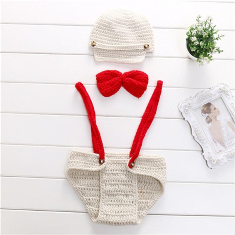 Knitting Baby Hat Newborn Photography Props Cute Children Pajamas Set For Girls And Boys