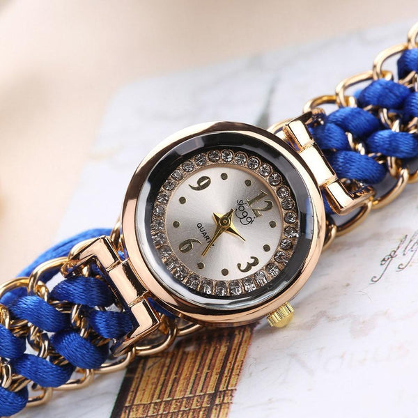 Women Handmade Bracelet Watches Rope Beads Knitting Adjustable Wristwatches Gift For Women and Lady and Girls