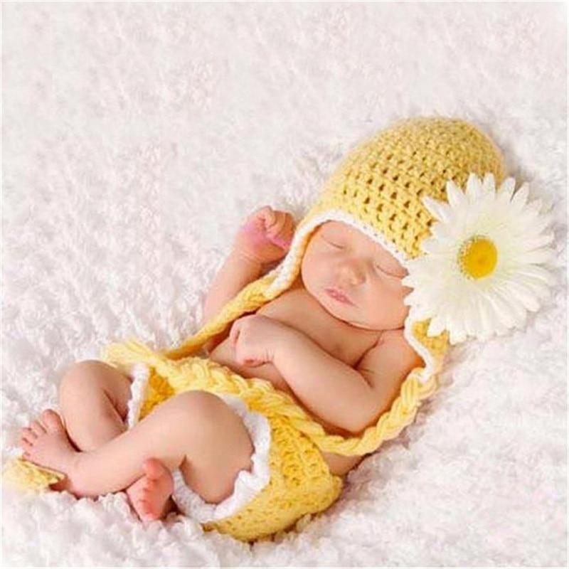 Knitting Baby Hat Newborn Photography Props Cute Children Pajamas Set For Girls And Boys