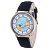 Fashion Casual Watches Women Casual Wristwatch Personality World Map With Airplane Pattern Cowboy Band Quartz Watch For Woman  and Girls
