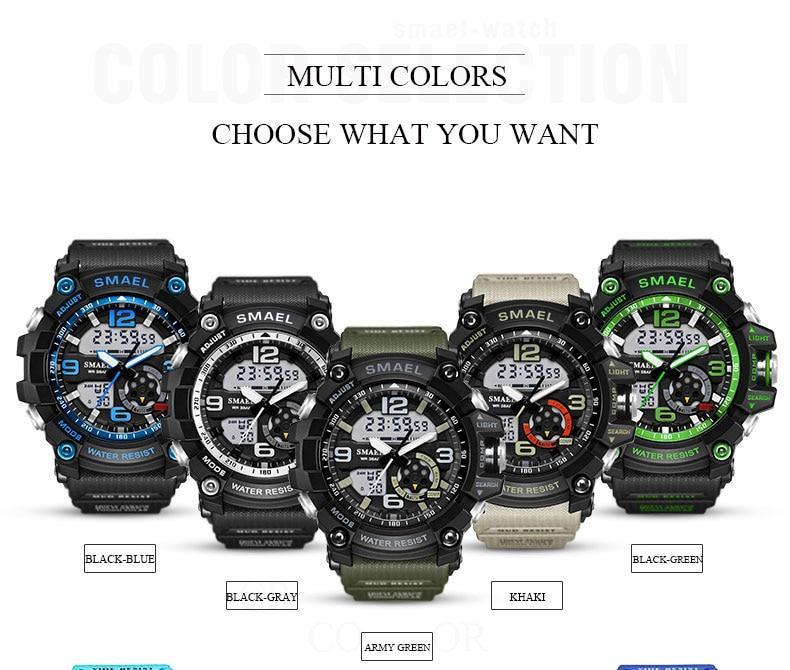 NEW Sport Analog-Digital Watch For Men and Woman  Waterresistant 50M Professional Waterproof Quartz Large Dial Military Wristwatches  With Night Mode
