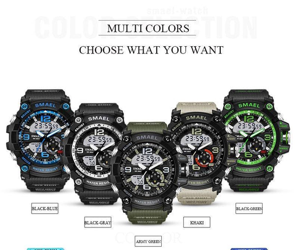 NEW Sport Analog-Digital Watch For Men and Woman  Waterresistant 50M Professional Waterproof Quartz Large Dial Military Wristwatches  With Night Mode