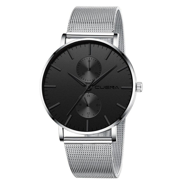 Black 3Bar Watch Men Women'S Watches Ladies Watch With Crystals  Fashion Stainless Steel Band Comfortable Wristwatch